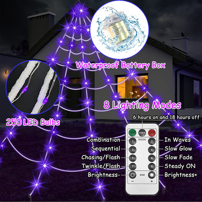 🕸️Spider Web Lights – 8 Modes with Remote &amp