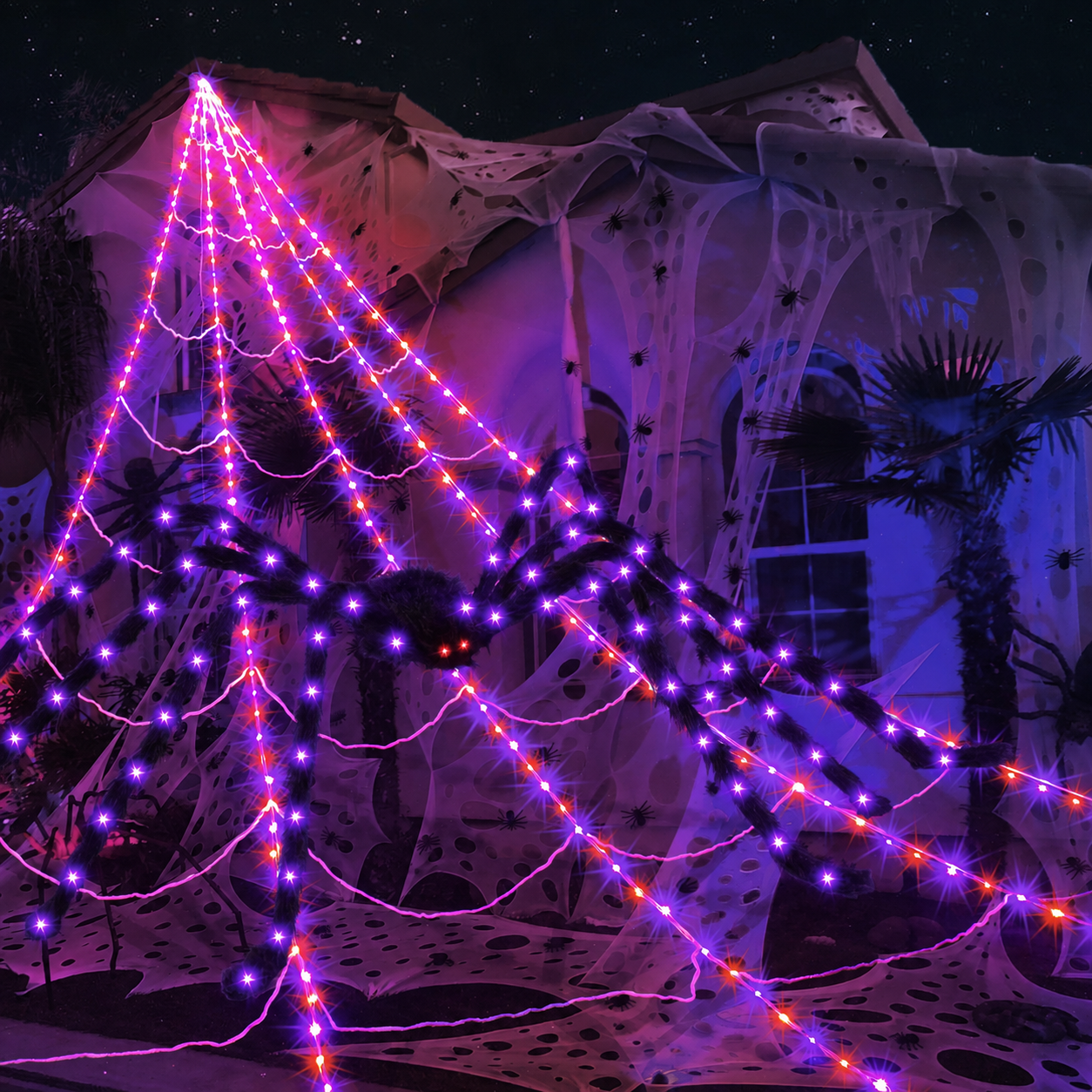 🕸️Spider Web Lights – 8 Modes with Remote &amp