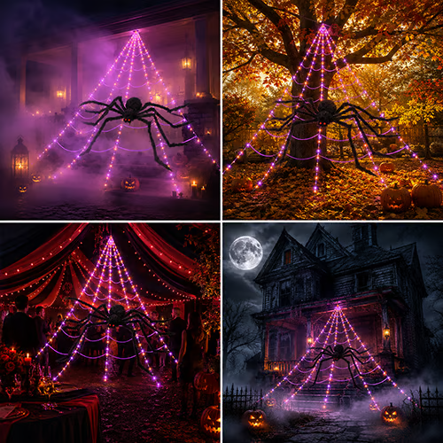🕸️Spider Web Lights – 8 Modes with Remote &amp