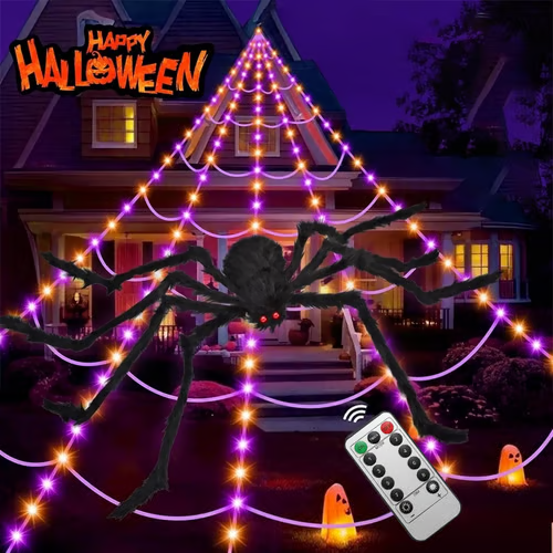🕸️Spider Web Lights – 8 Modes with Remote &amp