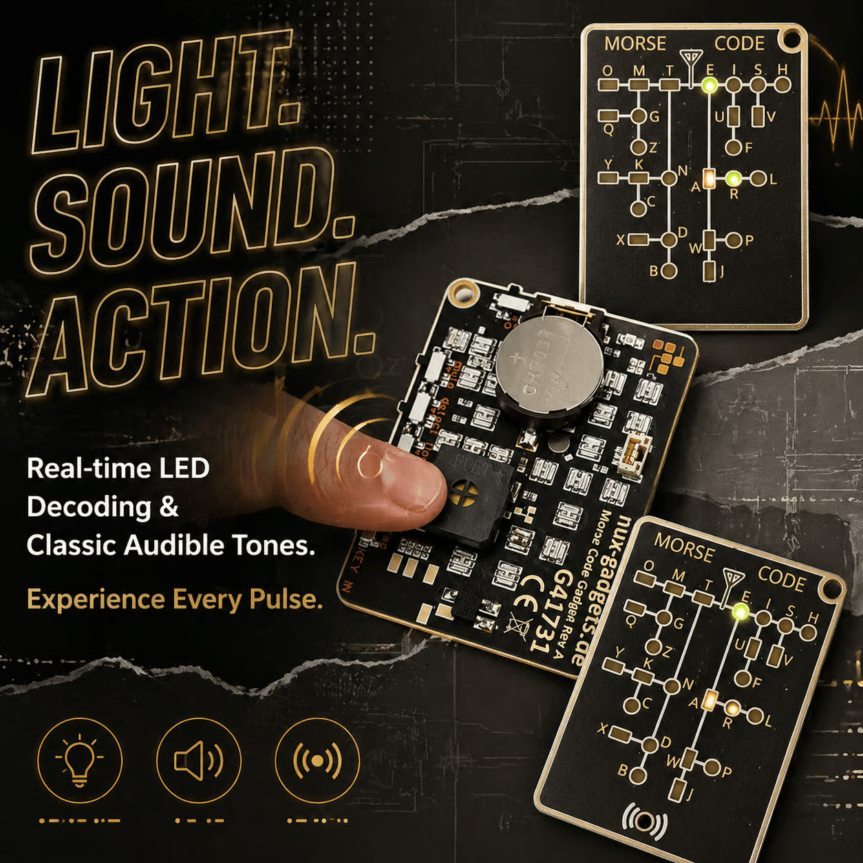 🔥 📟 Morse Code Trainer Card Pro (LED Edition)