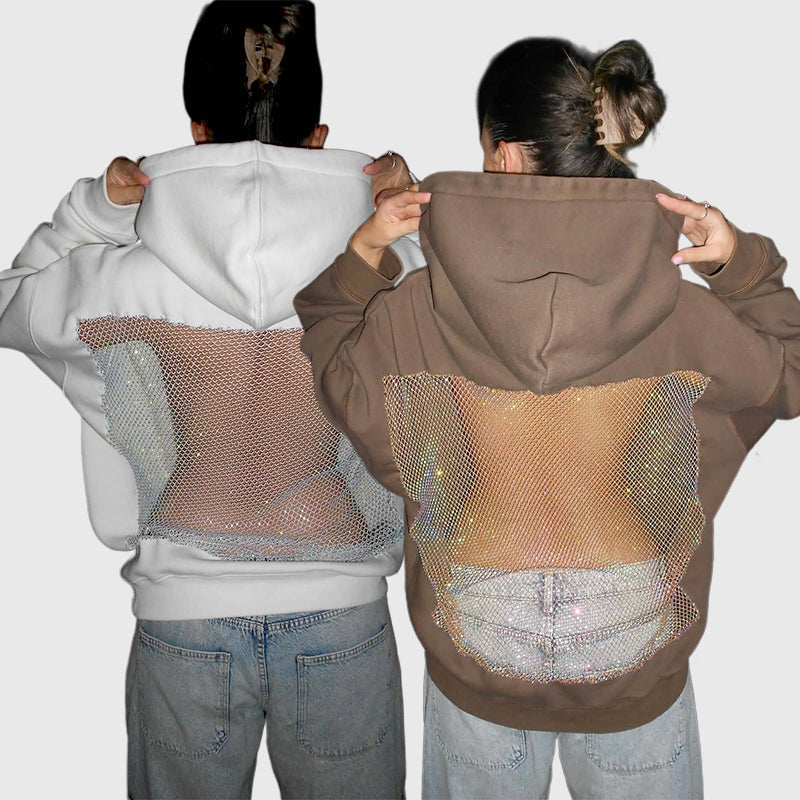 💥 50% OFF Final Sale – Crystal Mesh Hoodie ✨