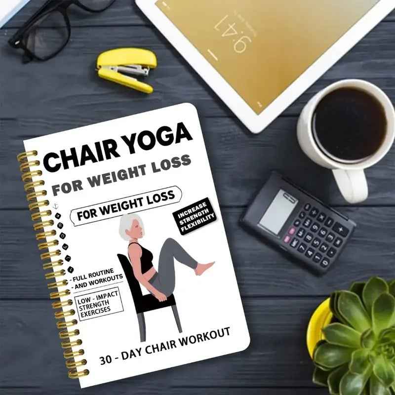 🔥30-Day Chair Yoga Weight Loss Spiral-Bound Notebook & Step-by-Step Exercise Guide - At-Home Fitness Journal