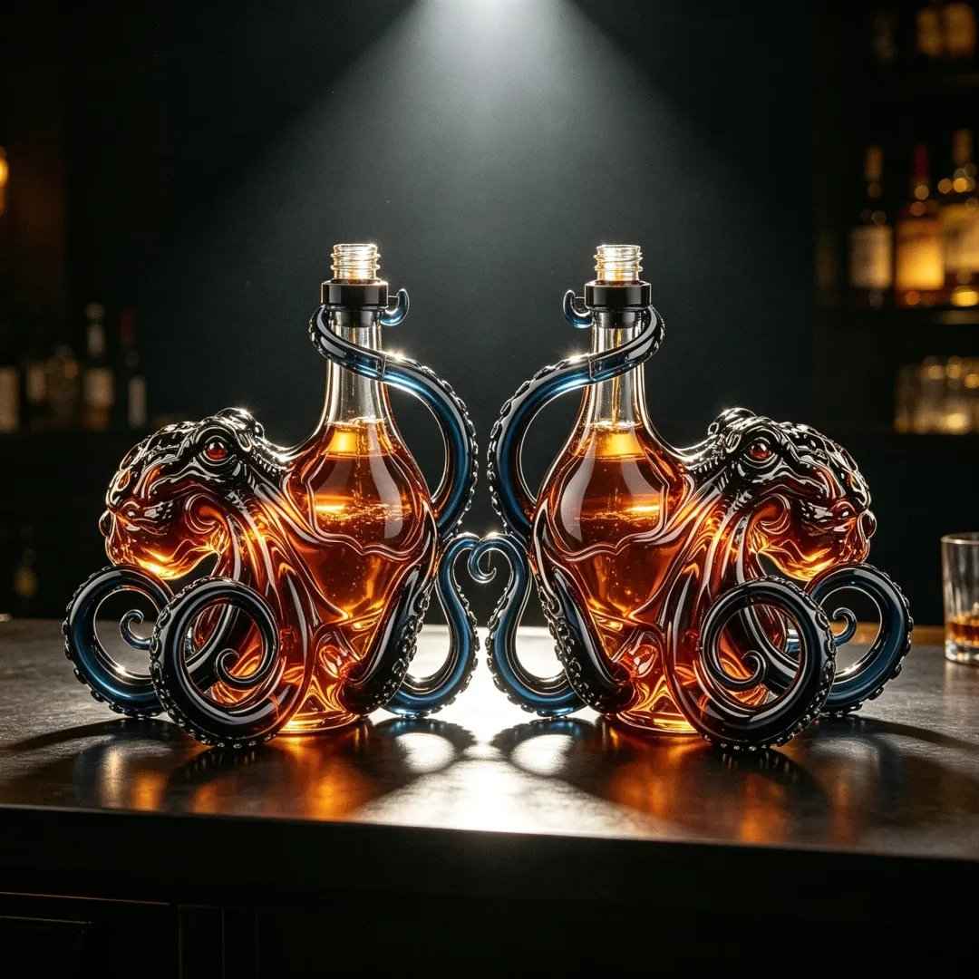 📦Limited Stock • Restock Takes Time⏰🐙3D Sculpted Octopus Collector's Edition Bottle🥃