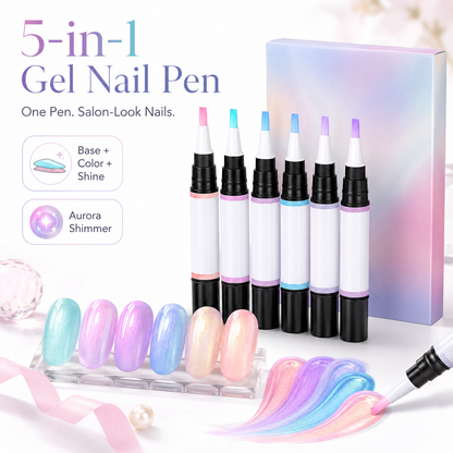 💅 5-in-1 Gel Nail Polish Pen – Flawless Shimmer Nails at Home