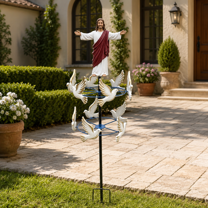 🔔Perfect For Christian✝️The Divine Jesus & Holy Dove Garden Wind Spinner🕊️