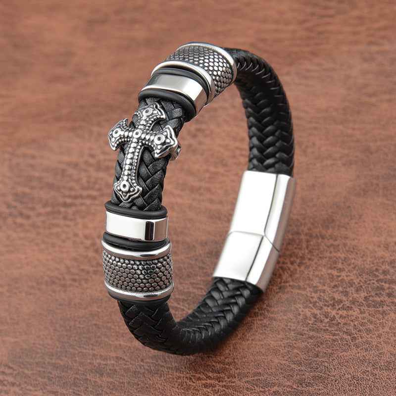 ⚔️ Hot Sale 50% OFF 🖤 Men’s Retro Leather Braided Bracelet