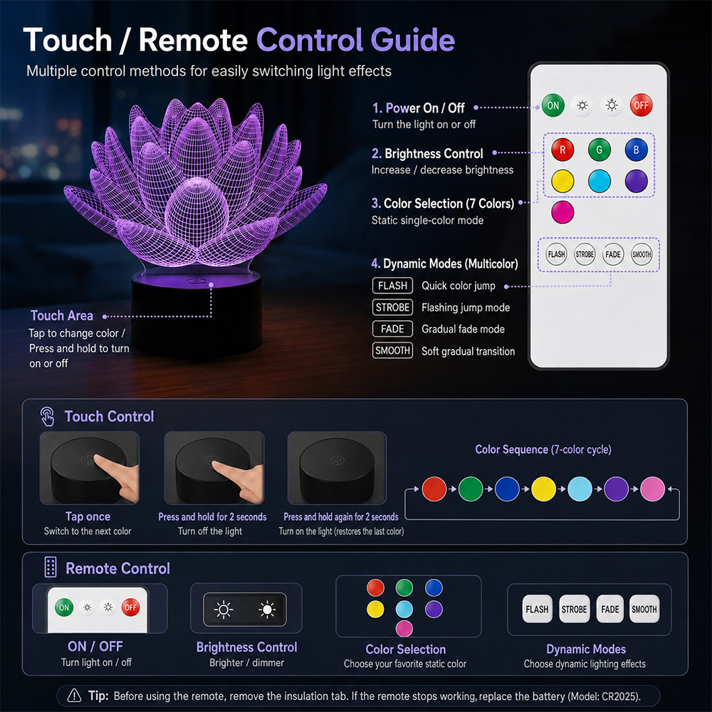 3D Lotus LED Night Light – A Soft Glow for Peaceful Nights
