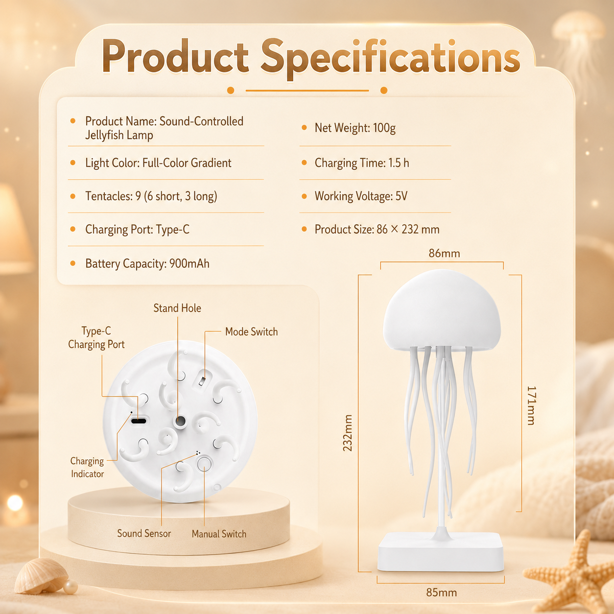 Jellyfish LED Night Light – Soft Glow Bedroom Decor