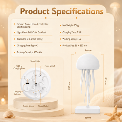 Jellyfish LED Night Light – Soft Glow Bedroom Decor