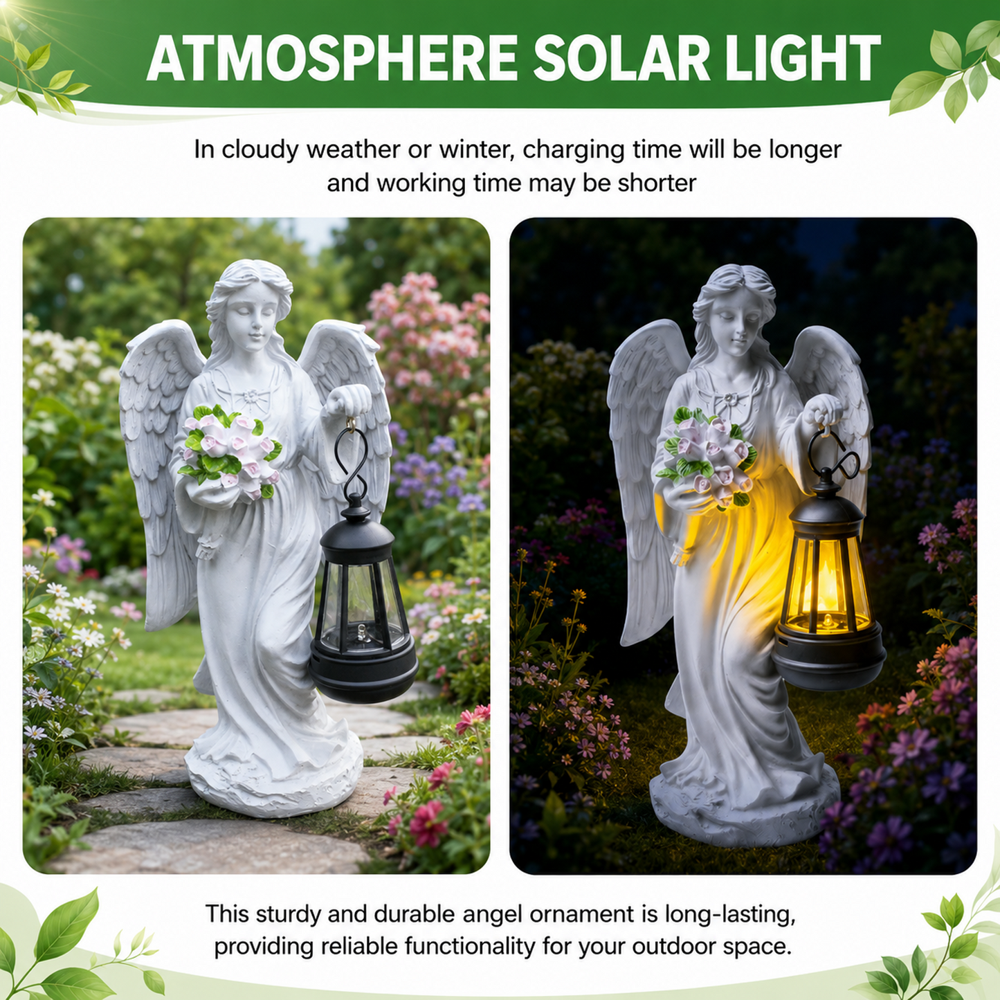🕊️ Solar Angel Flower Bouquet Garden Statue | Waterproof Outdoor Decor & Accent Light