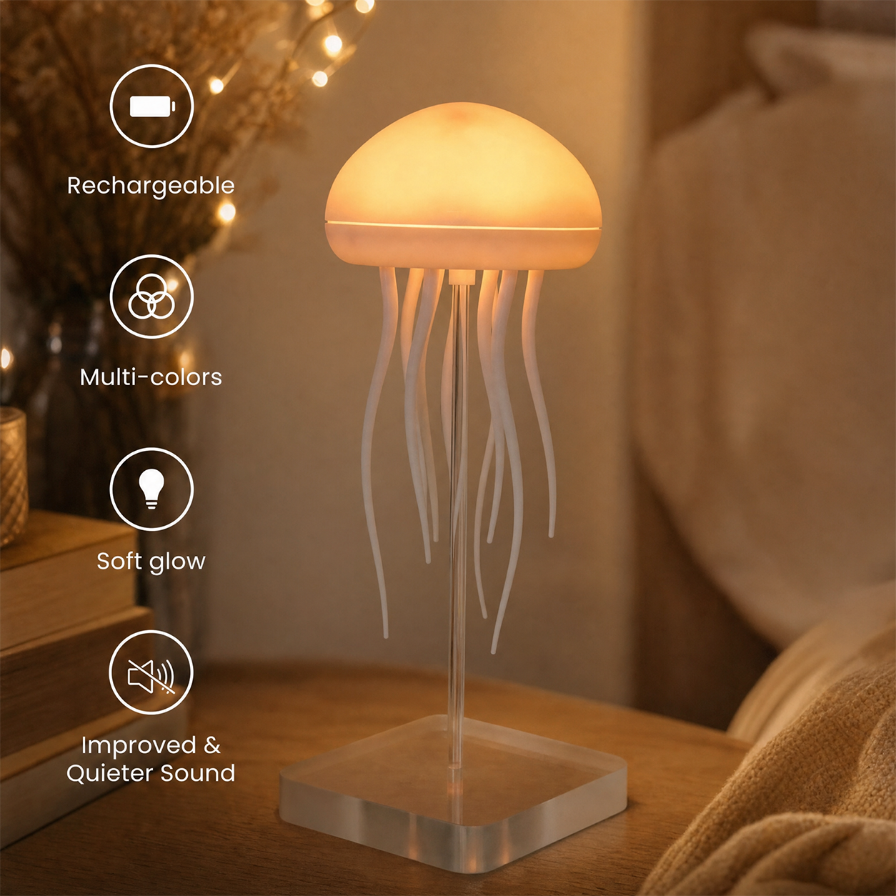 Jellyfish LED Night Light – Soft Glow Bedroom Decor