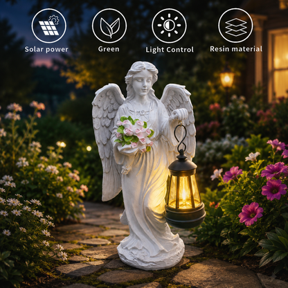 🕊️ Solar Angel Flower Bouquet Garden Statue | Waterproof Outdoor Decor & Accent Light