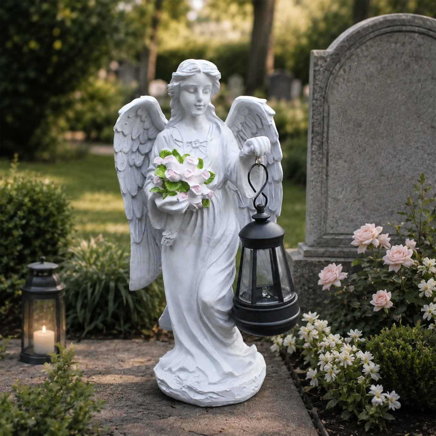 🕊️ Solar Angel Flower Bouquet Garden Statue | Waterproof Outdoor Decor & Accent Light