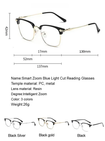 👓 Automatic Zoom Reading Glasses | Anti-Blue Light Presbyopia