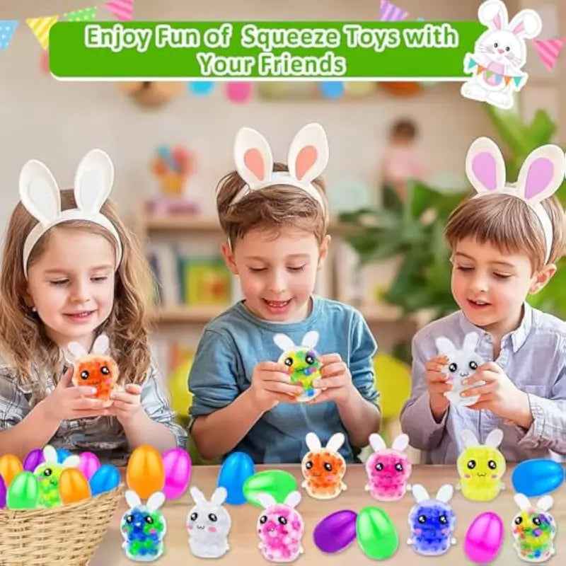 🐰 Easter Bunny Squishy Balls | 12 Pack Egg Fillers for Kids