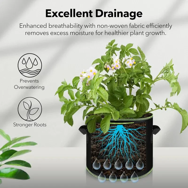 🪴3-Pack Heavy-Duty Grow Bags | Reusable Garden Pots for Healthy Growth
