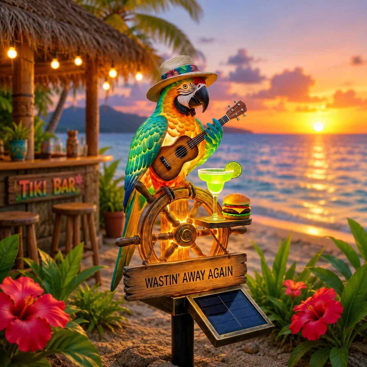 🔥Hot Sale 49% off 🌴 Solar Parrot Statue Light – Hawaiian Luau Tropical Garden Decor
