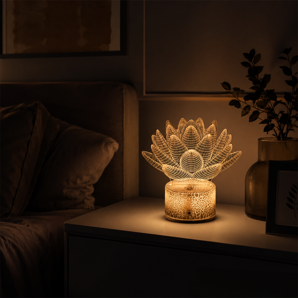 3D Lotus LED Night Light – A Soft Glow for Peaceful Nights