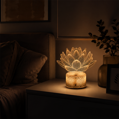 3D Lotus LED Night Light – A Soft Glow for Peaceful Nights