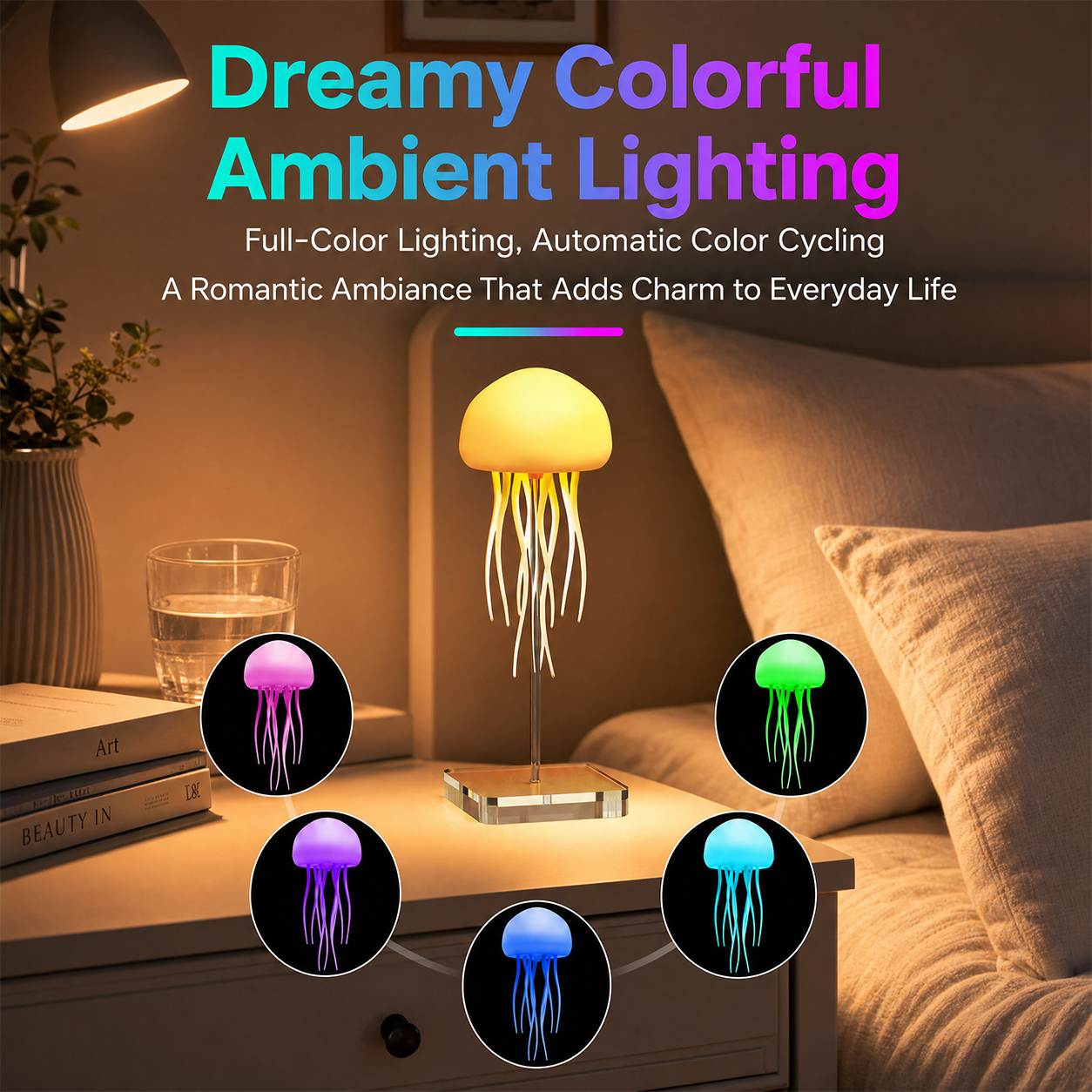 Jellyfish LED Night Light – Soft Glow Bedroom Decor