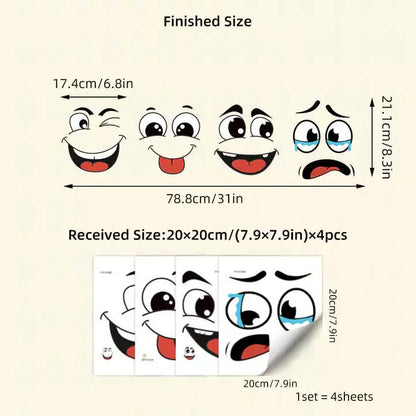 🔥Cartoon Face Stickers, Self-Adhesive Removable Decals with Glossy Finish, Multi-Surface Decor