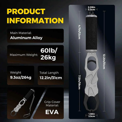 🎁Father's Day Gift 2-in-1 Fish Gripper with Scale, Aircraft-Grade Aluminum Alloy Heavy Duty Fish Lip Holder, 40lb Load Bearing Anti-Slip 360° Swivel Handle, Corrosion Resistant Fishing Tool for Fresh Saltwater Angler Dad