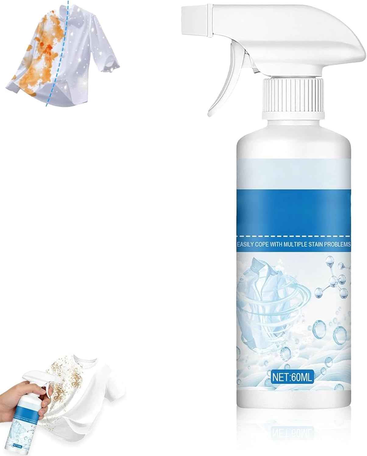 Natural Non-Ionic Emulsifier Dry Clean Spray, Powerful Clothes Stain Remover, Fabric Safe No Damage