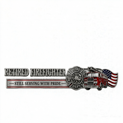 🚒 🔥 Retired Firefighter Metal Car Emblem | Show Your Firefighter Pride Wherever You Go