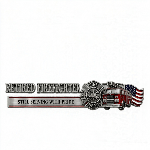 🚒 🔥 Retired Firefighter Metal Car Emblem | Show Your Firefighter Pride Wherever You Go