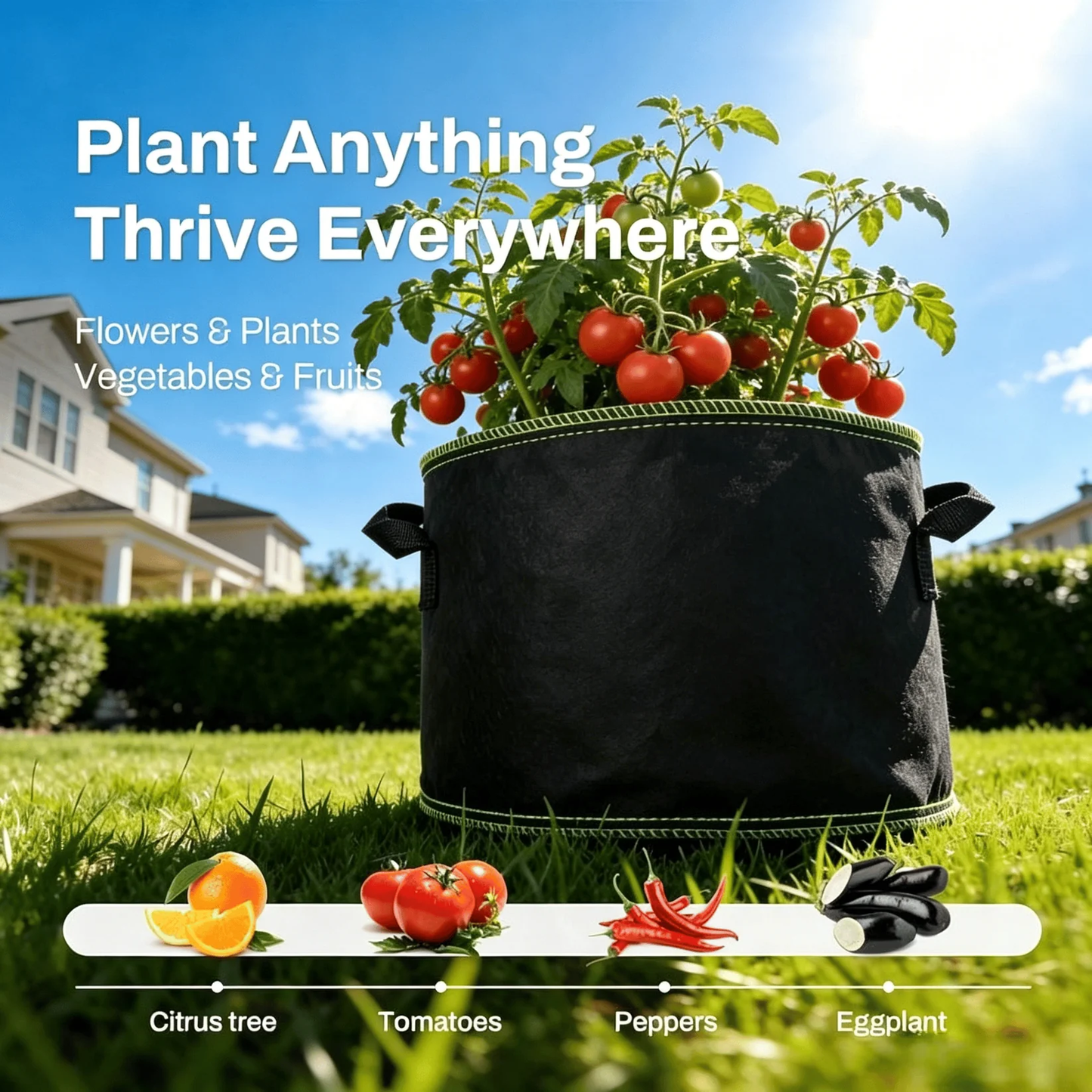 🪴3-Pack Heavy-Duty Grow Bags | Reusable Garden Pots for Healthy Growth