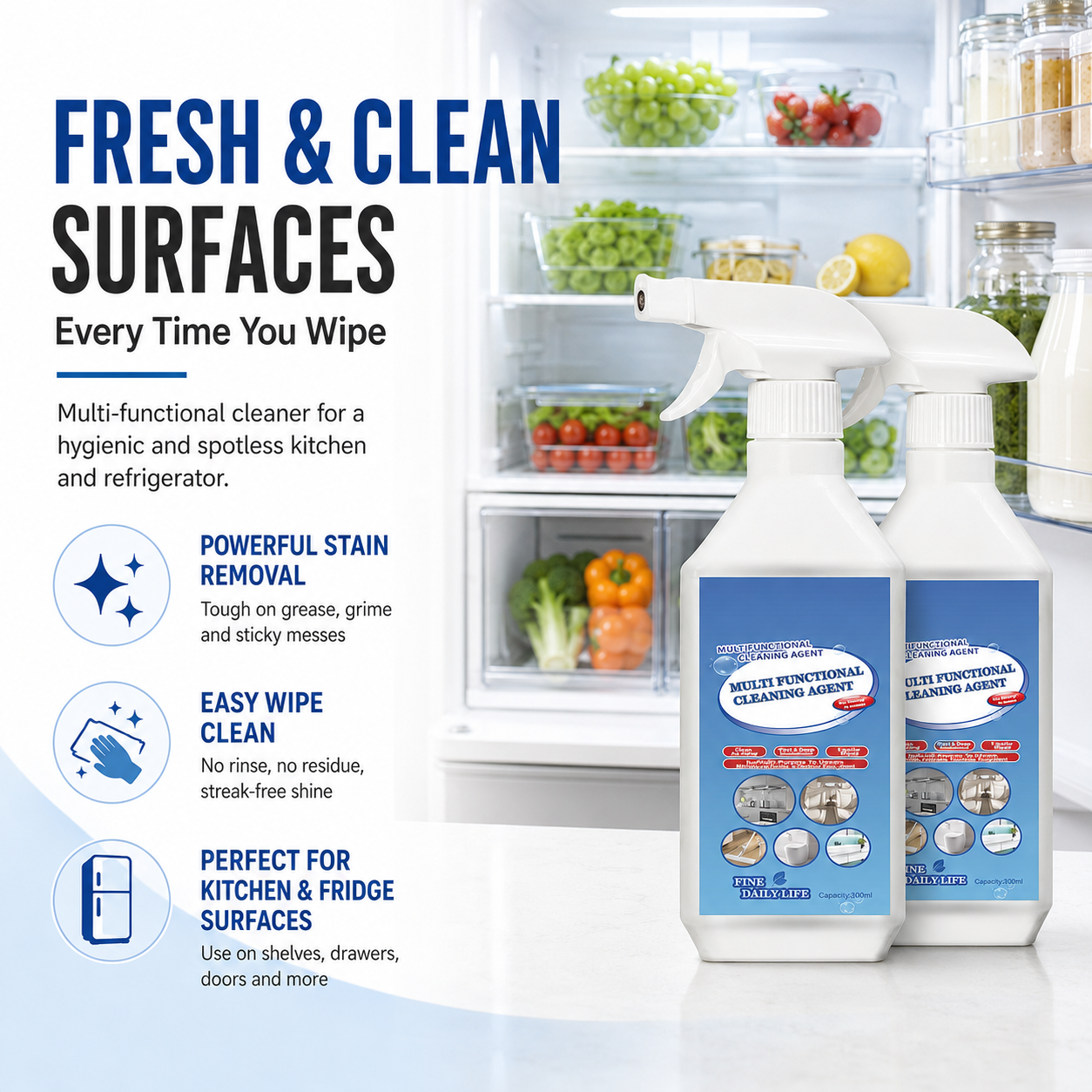 Multi-Purpose Cleaner for Kitchen, Bathroom &amp; Home Surfaces