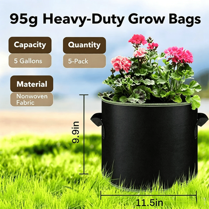 🪴3-Pack Heavy-Duty Grow Bags | Reusable Garden Pots for Healthy Growth