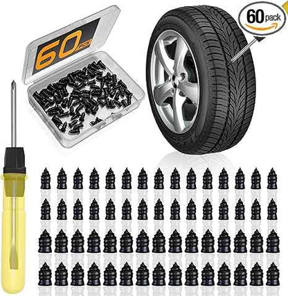 🚗 80PCS Tire Repair Rubber Nails | Vacuum Tire Screw Plug Kit