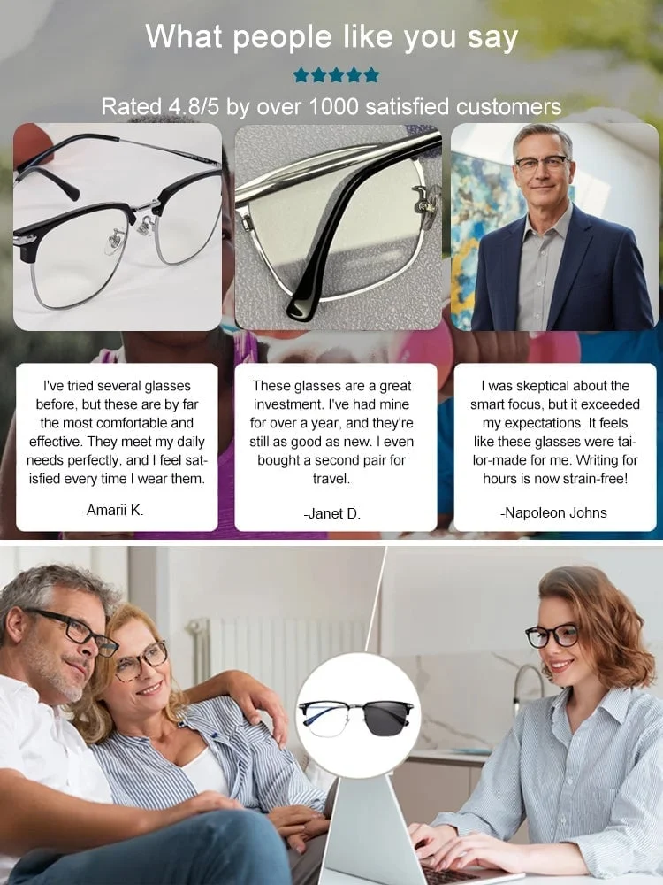 👓 Automatic Zoom Reading Glasses | Anti-Blue Light Presbyopia
