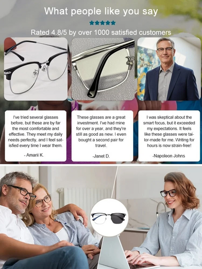 👓 Automatic Zoom Reading Glasses | Anti-Blue Light Presbyopia
