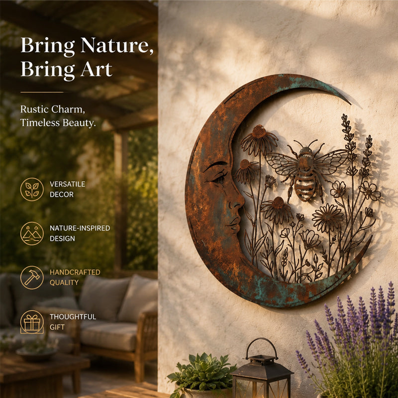 🔥Last Day 50% OFF Sola🔥-🌟🌜️Crescent Moon Bee Wall Decor🐝