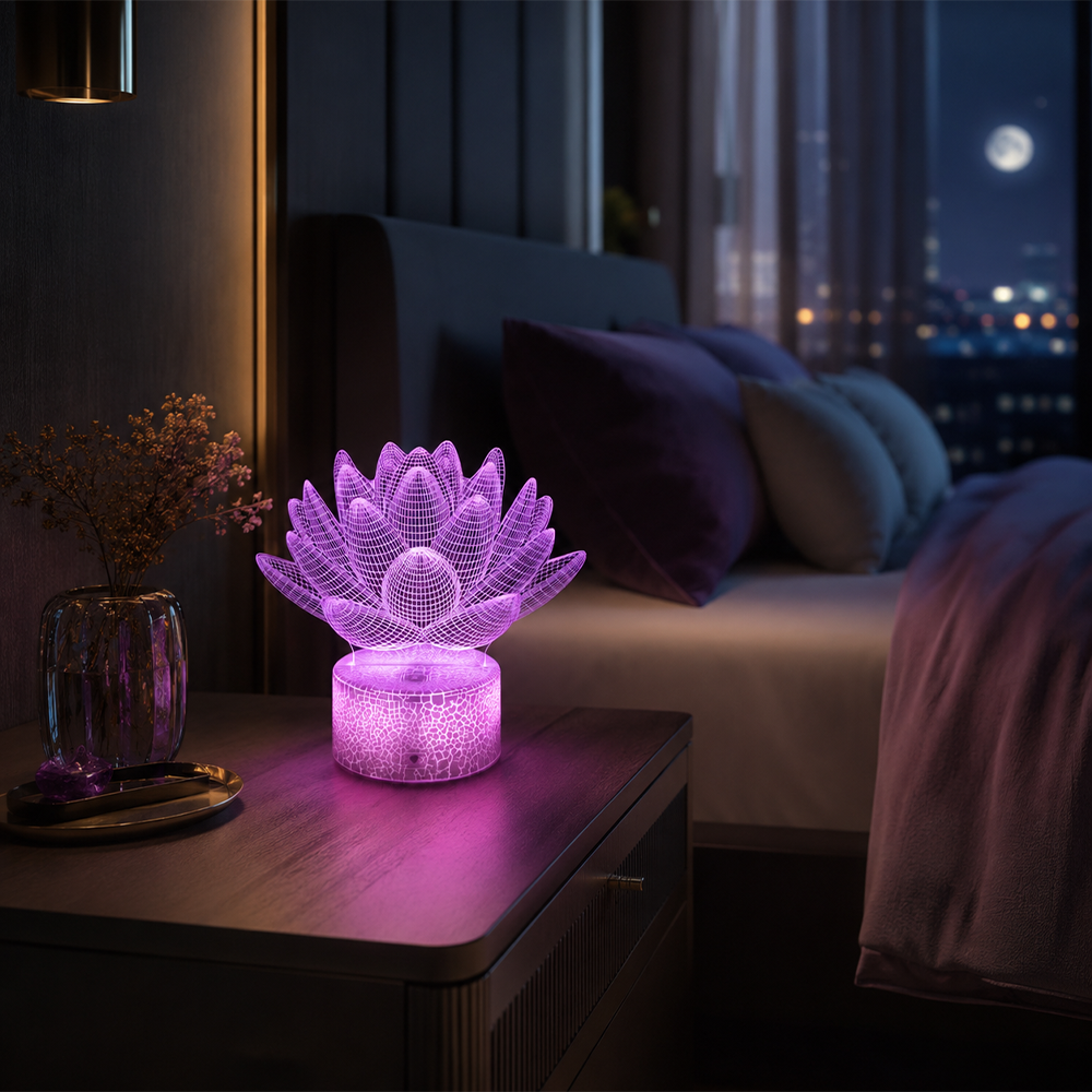 3D Lotus LED Night Light – A Soft Glow for Peaceful Nights