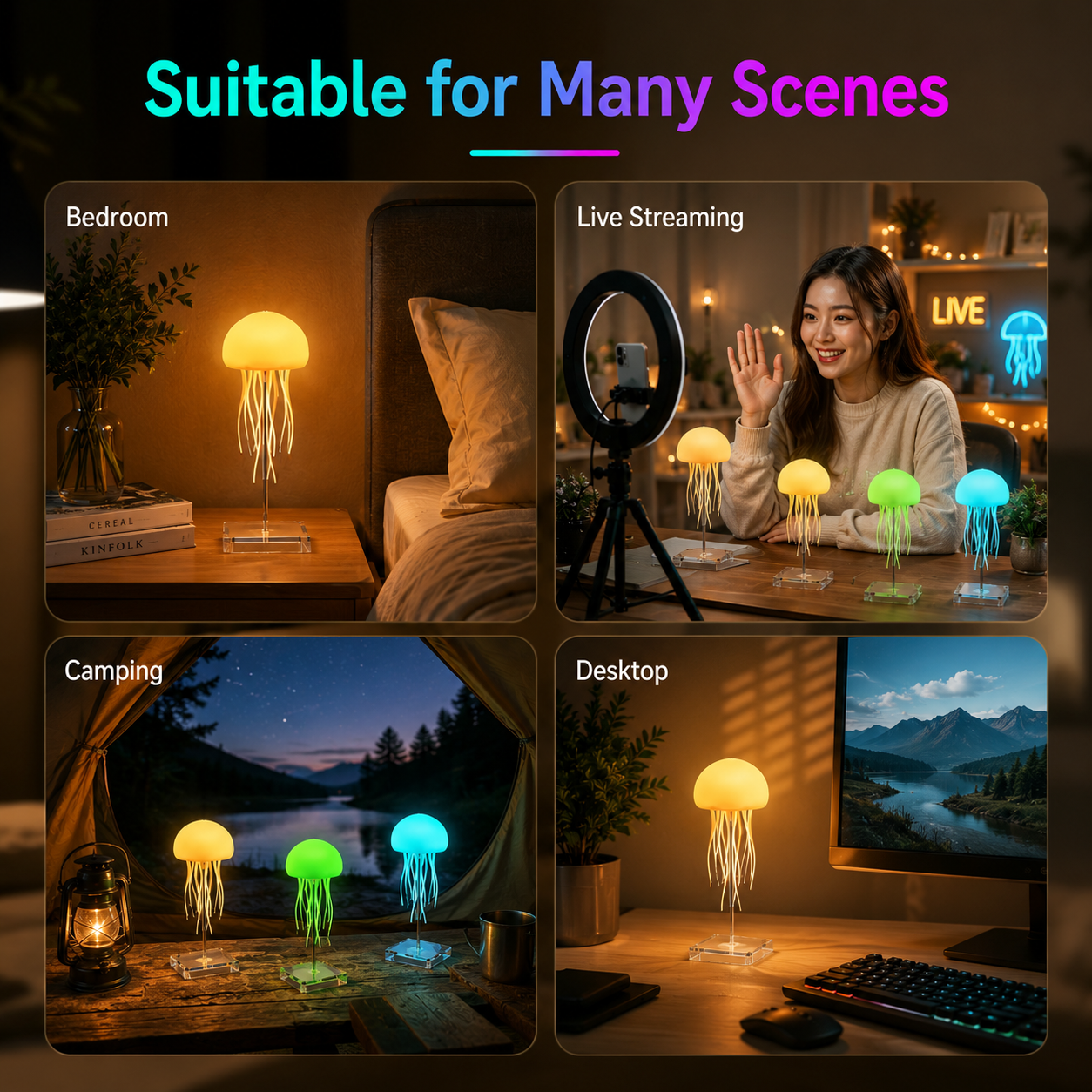 Jellyfish LED Night Light – Soft Glow Bedroom Decor