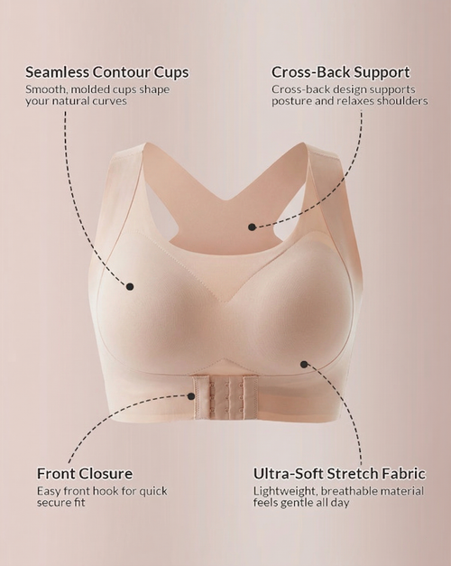👙 Front Closure Bra | Wireless Posture Support Cross-Back