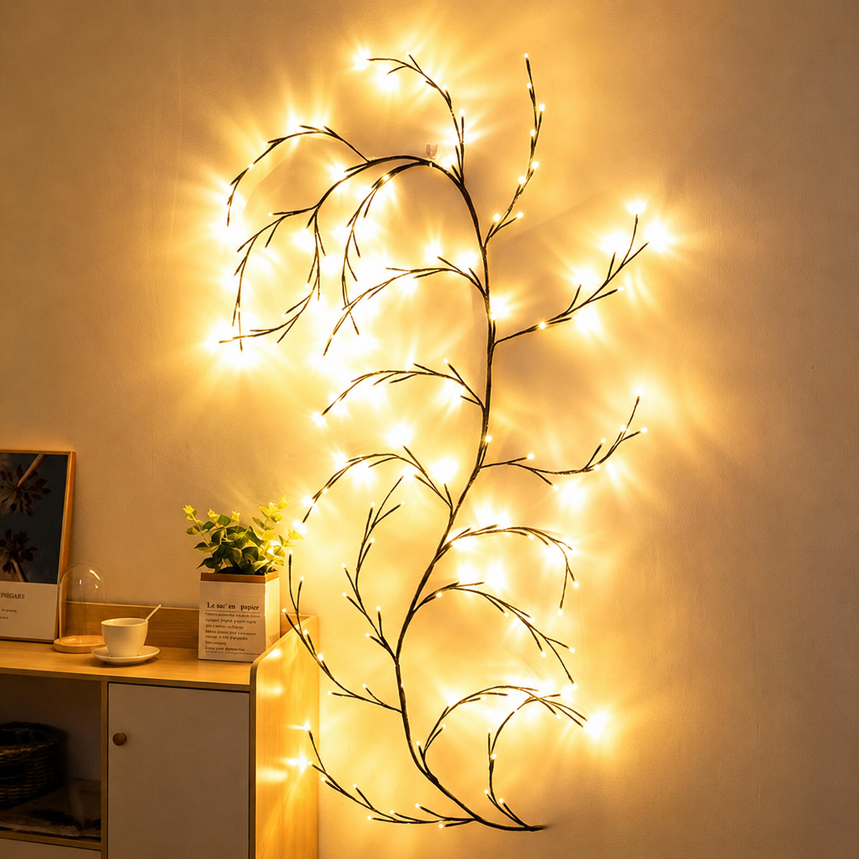 ✨ Flexible LED Vine Tree Light – Butterfly Flower Wall Decor Lamp