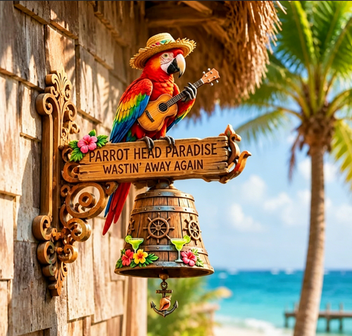 🔥Limited Time 49% OFF | 🔔🏝️ Parrot Head Paradise Wall Bell