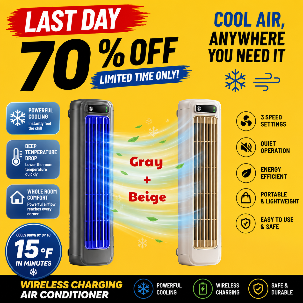 🌊❄️ Rechargeable Personal Air Cooler – Cordless Cooling for Kitchen, Bedroom & Office