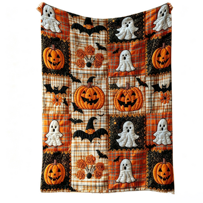🎃🦇 Today 49% OFF🔥 Pumpkin & Bat Flannel Throw Blanket | Cozy Halloween Blanket for Sofa & Bed