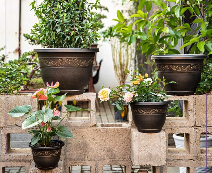 🌿 4-Pack Retro Plant Pots | Indoor & Outdoor Flower Planters