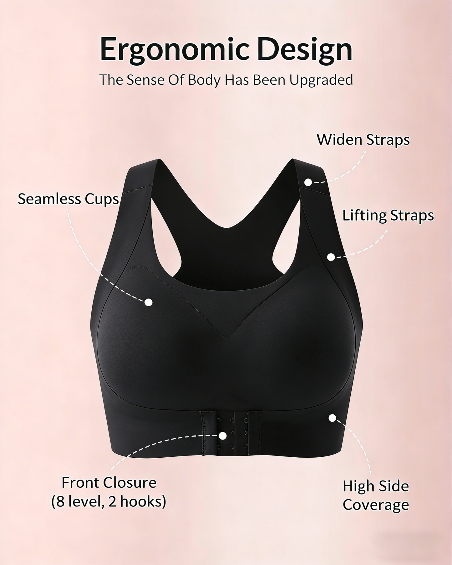 👙 Front Closure Bra | Wireless Posture Support Cross-Back