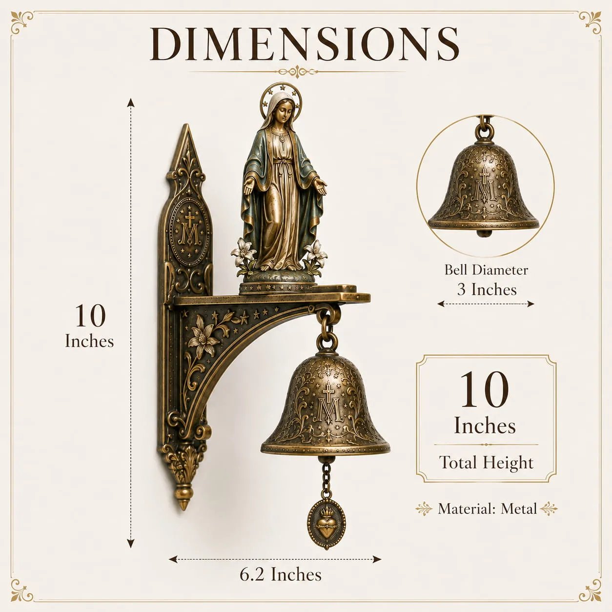 Our Lady of Grace Bronze Miraculous Medal Wall Bell✨ Invite Peace, Grace & Blessings into Your Home 🙏