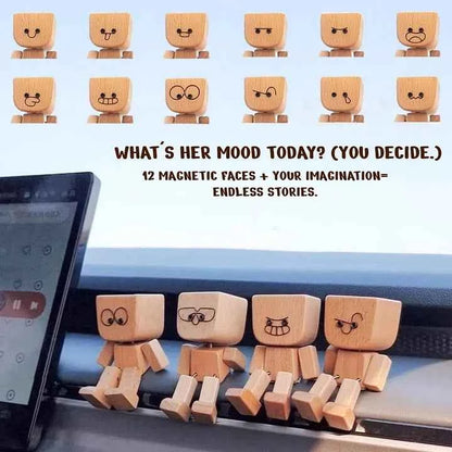 🔥Last Day 50% OFF - Shaking Feet Wooden Doll - Sways with 12 Pcs Magnetic Expressions