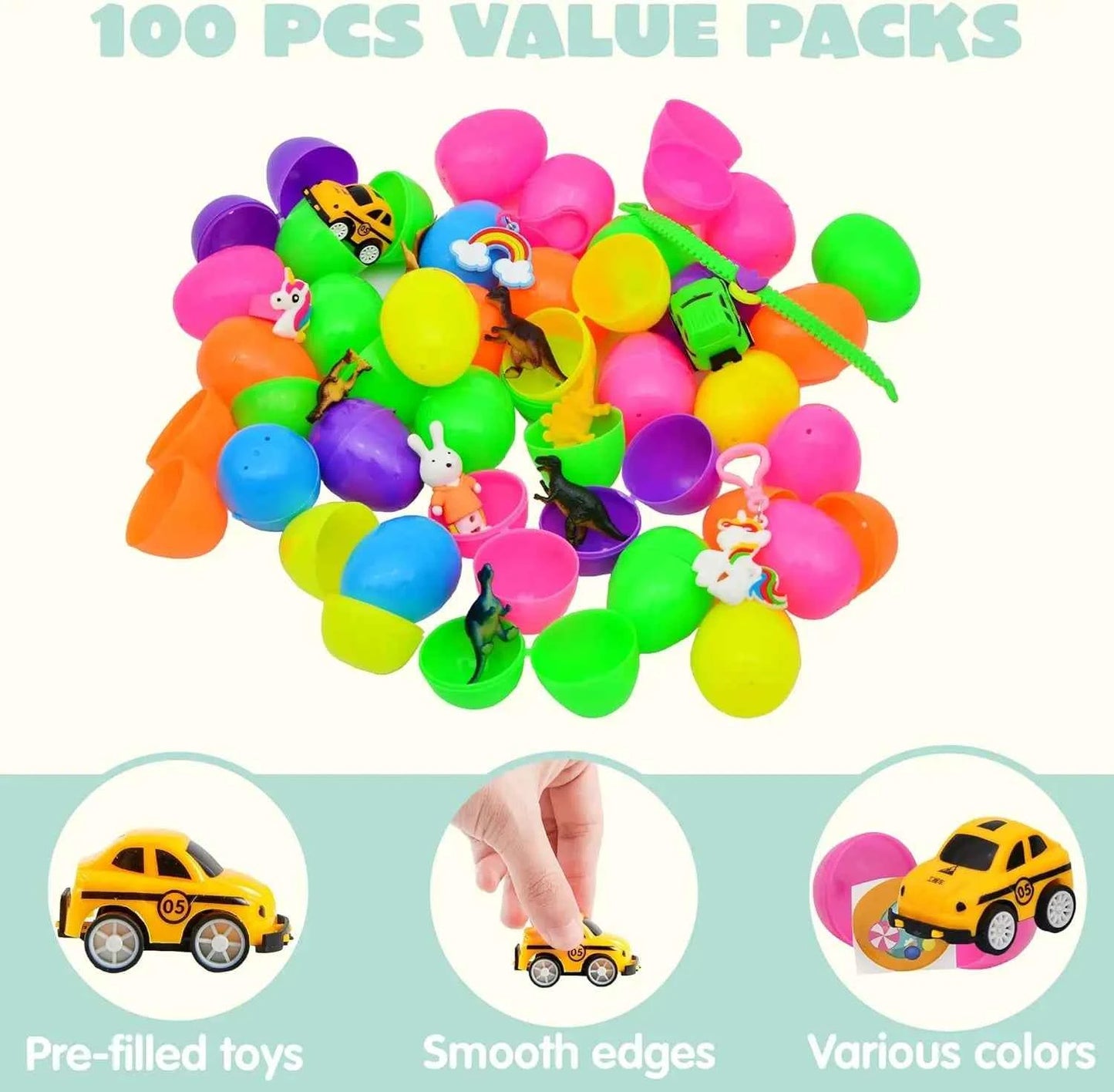 🐣 Prefilled Easter Eggs Toys | 36/50/75/100PCS Egg Hunt Set