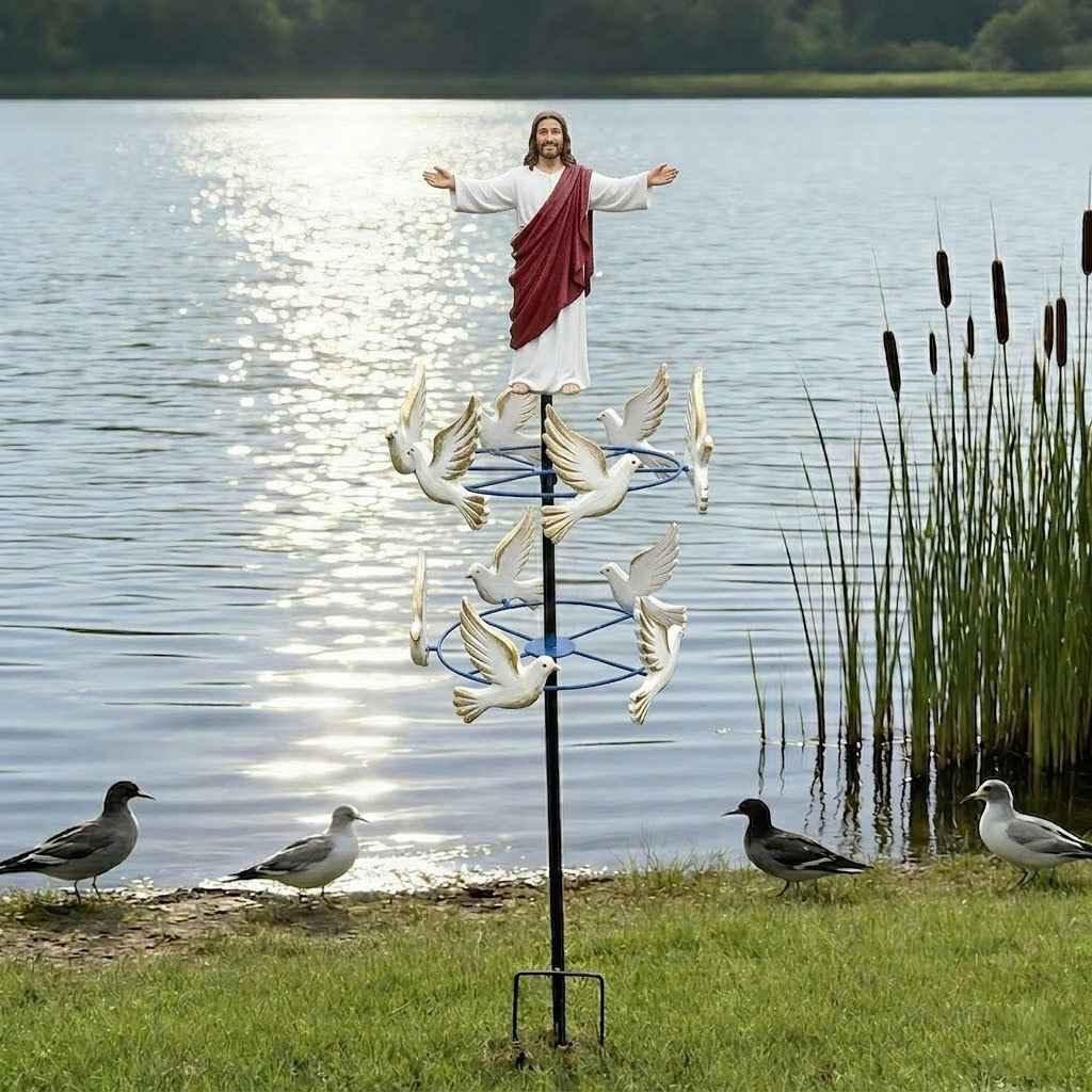 The Divine Jesus & Holy Dove Garden Wind Spinner